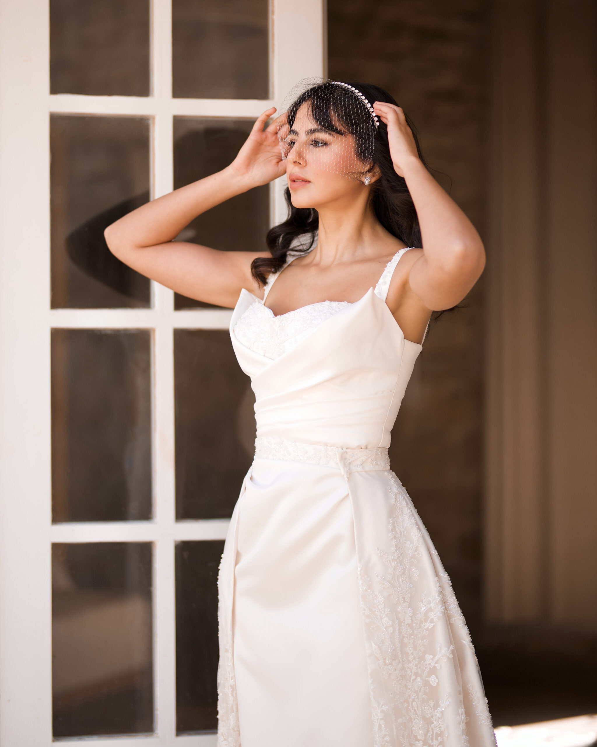 Detachable overskirt wedding dress